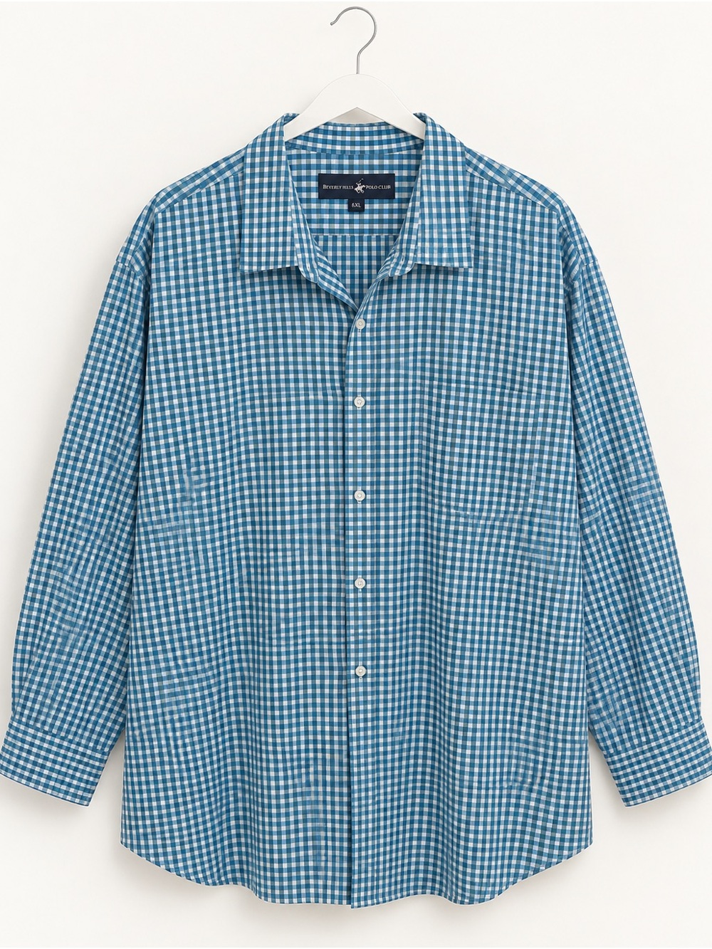 Beverly Hills Polo Club Blue Gingham Men’s Button-Down Shirt